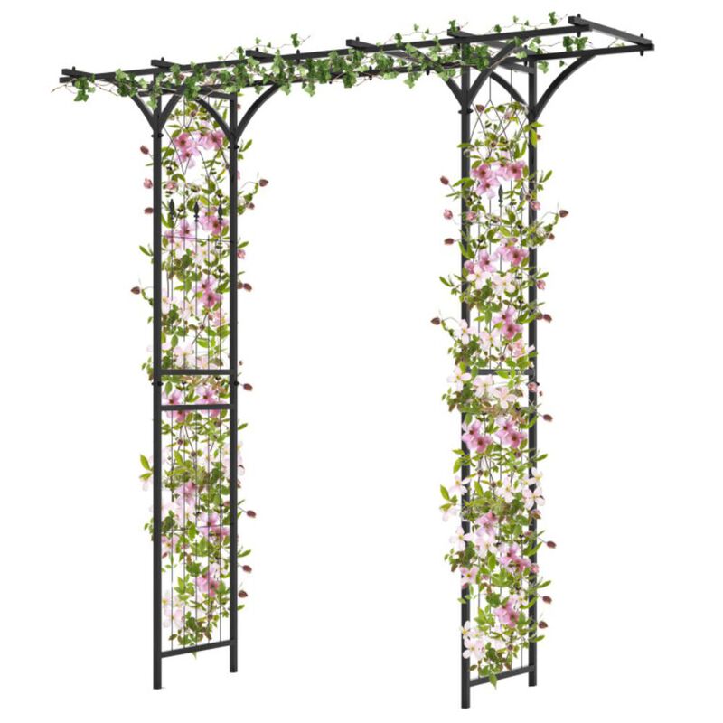 Hivvago 6.8 Feet Garden Arbor with Trellises for Climbing Plant Vine Rose
