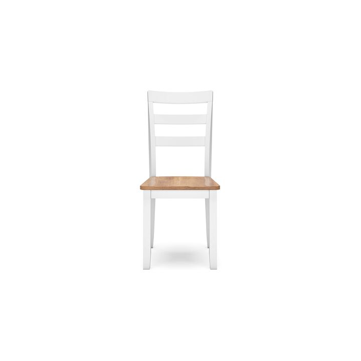 Gasy Dining Chair Set of 2, 22 Inch White and Brown Mango Wood Veneer - Benzara