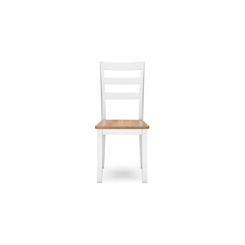 Gasy Dining Chair Set of 2, 22 Inch White and Brown Mango Wood Veneer - Benzara
