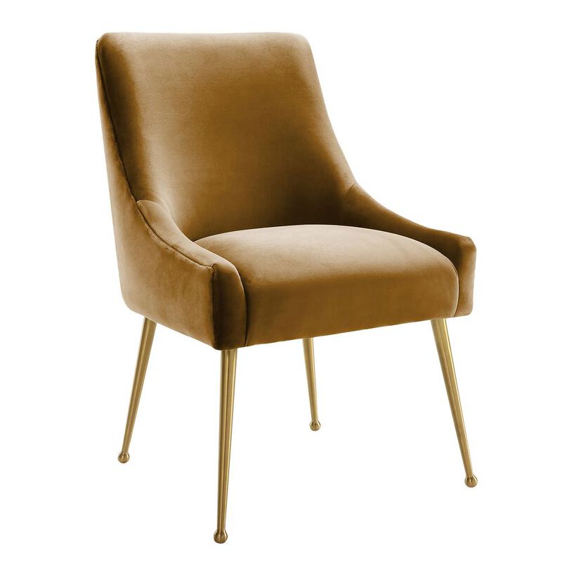 Belen Kox Luxe Cognac Velvet Side Chair, Belen Kox