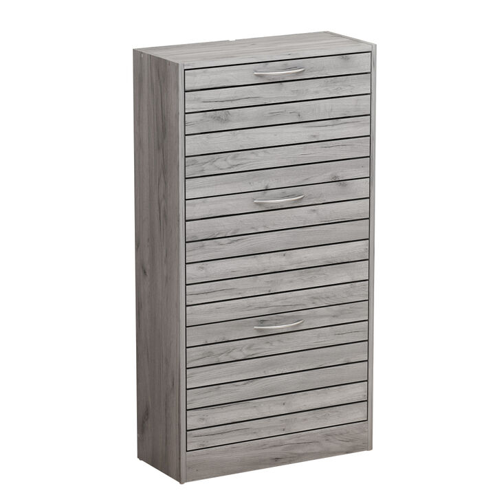 Grey Wooden Shoes Storage Cabinet, with 3 Drawers for Entryway Hallway, 42.3 in. H x 22.4 in. W