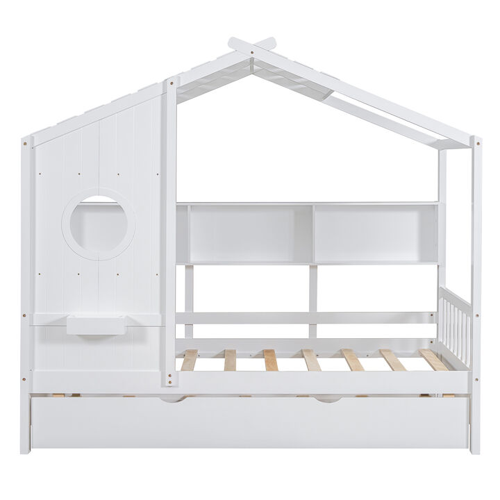 Merax Modern Low Height House Bed With Trundle