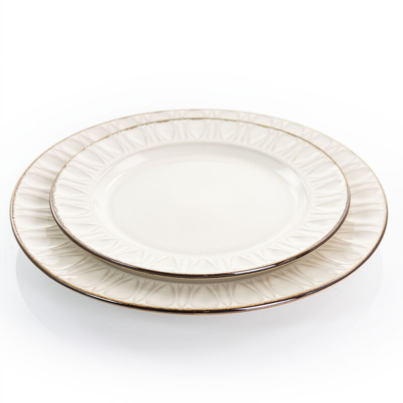 Gibson Elite Golden Halo 16 Piece Stoneware Dinnerware Set
