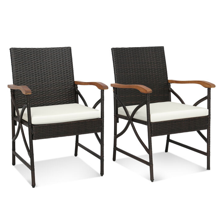 Patio Wicker Dining Chairs with Soft Zippered Cushion Patio Wicker Dining Chairs with Soft Zippered Cushion