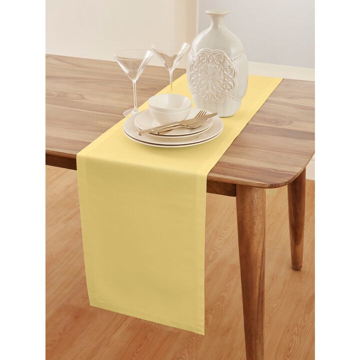 Solino Home Cotton Linen Plain Table Runner | Dru