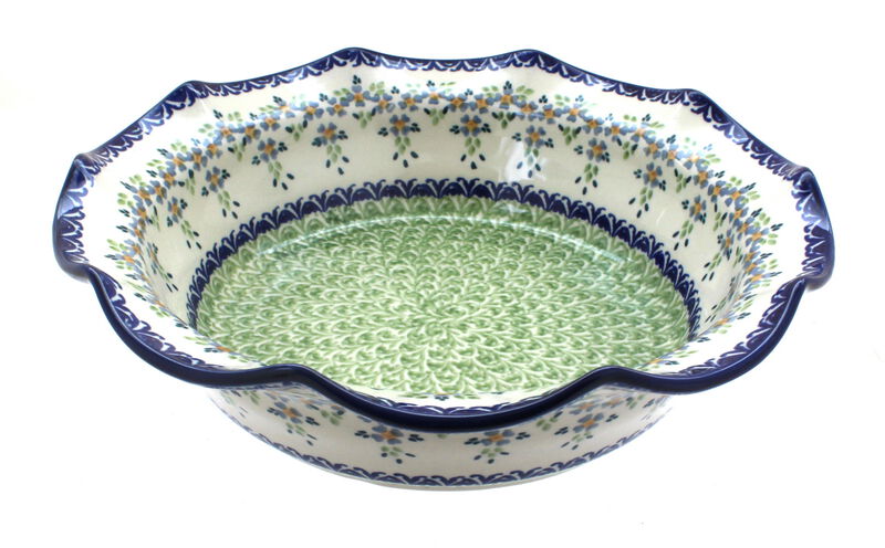 Blue Rose Polish Pottery Summer Vine Large Scallop Serving Dish