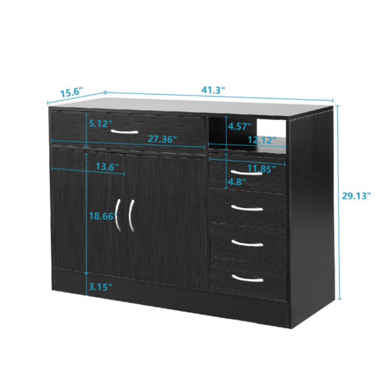 MDF With Triamine Double Doors And Five Drawers Bathroom Cabinet
