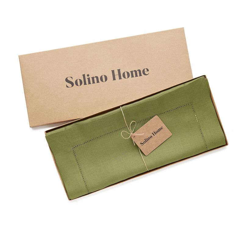 Solino Home 100% Pure Linen Table Runner | Classic Hemstitch for Thanksgiving, Christmas