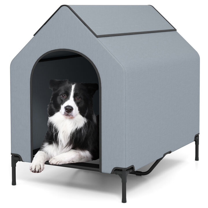Outdoor Elevated Pet House with Ventilated Windows for Better Airflow