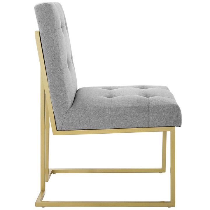 Privy Gold Stainless Steel Upholstered Fabric Dining Accent Chair-Benzara