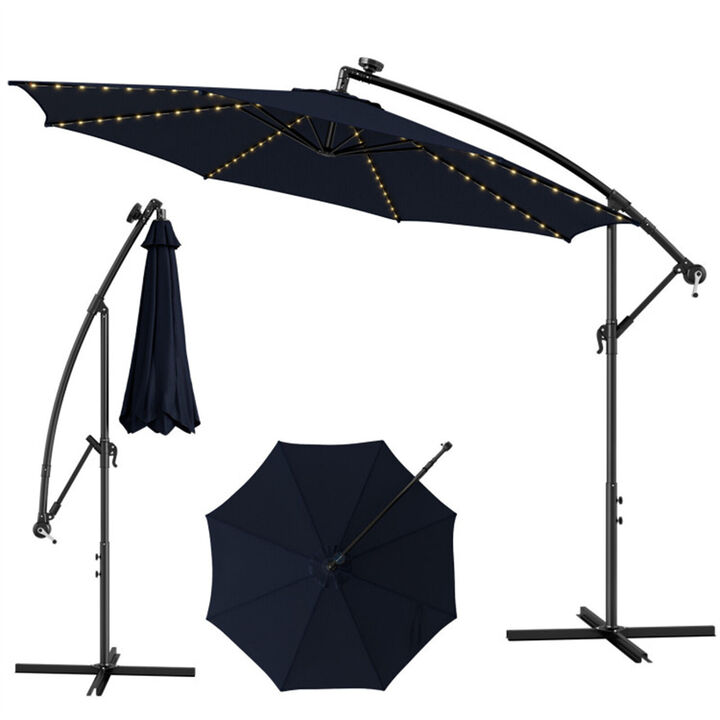 Solar-Powered LED Lighted Umbrella for Patio, Garden, and Backyard