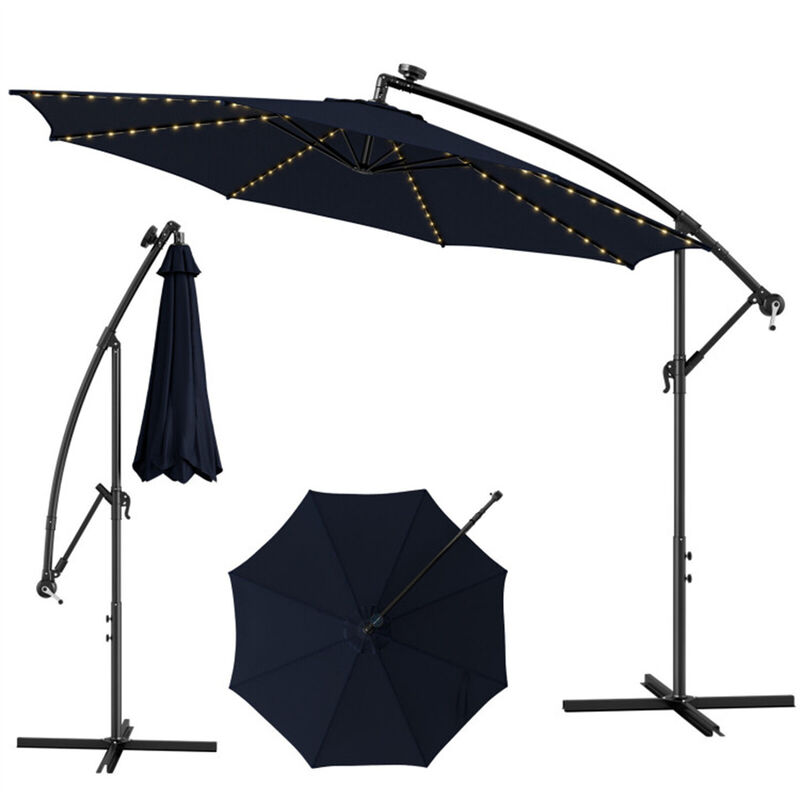 Solar-Powered LED Lighted Umbrella for Patio, Garden, and Backyard