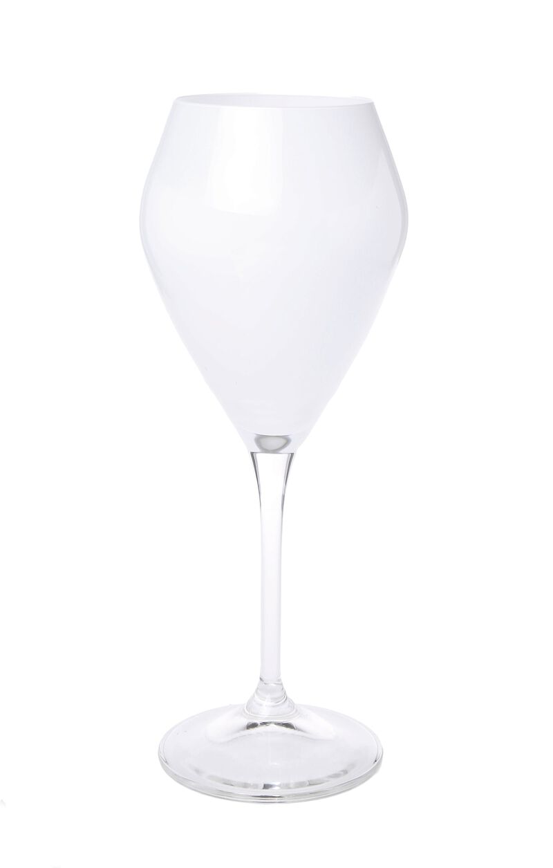 Set of 6 White V-Shaped Wine Glasses with Clear Stem
