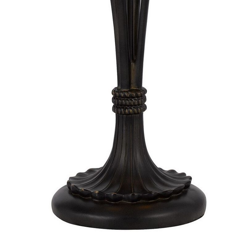 Xia 26 Inch Tiffany Style Vintage Table Lamp, Glass Shade, Antique Bronze-Benzara