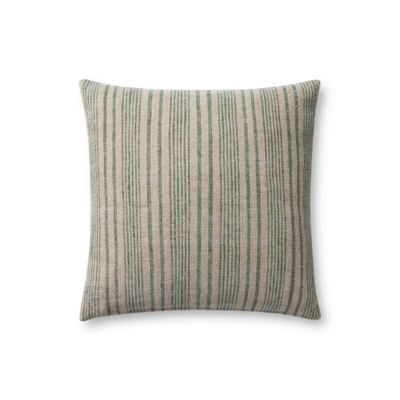 Elaine PMH0032 Beige/Sage 18''x18'' Polyester Pillow by Magnolia Home by Joanna Gaines x Loloi