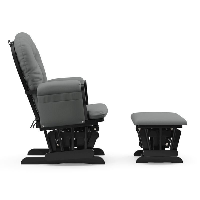 Storkcraft Hoop Glider and Ottoman - Black with Gray