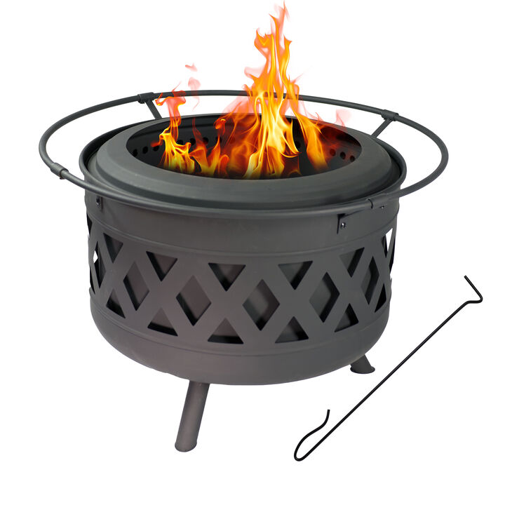 Sunnydaze 30 in Crossweave Smokeless Wood-Burning Fire Pit with Poker Sunnydaze 30 in Crossweave Smokeless Wood-Burning Fire Pit with Poker