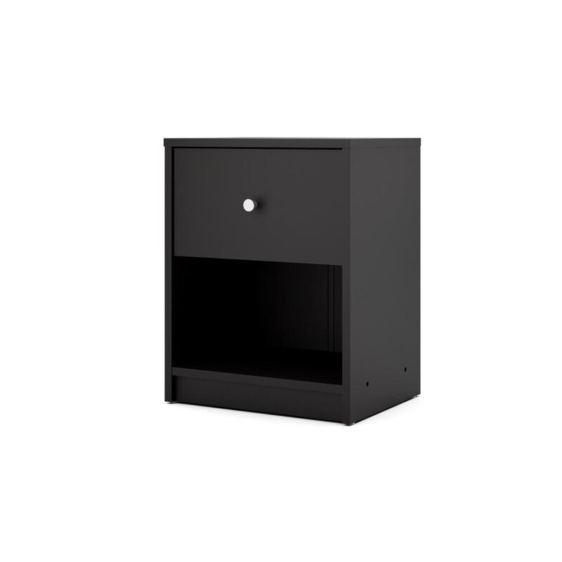 Furnifact Black Small Nightstand - Compact Bedside Table With Drawer For Bedrooms