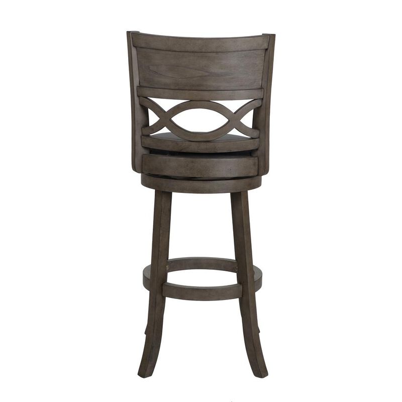 New Classic Furniture Manchester 29 Wood Bar Stool with Black PU Seat in Ant Gray