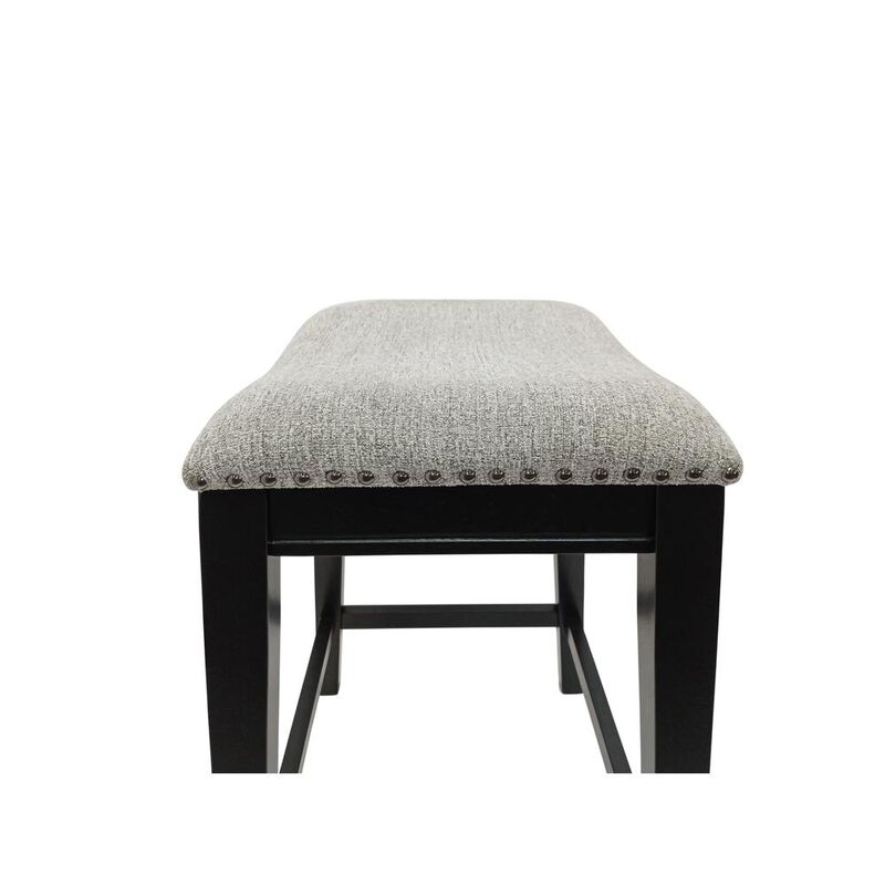Carolina Living 25 Saddle Counter Stool - Set of 2 - Antique Black - Grey Chenille Upholstery