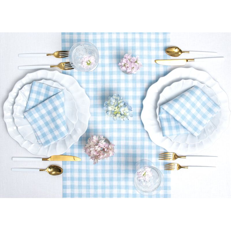 Solino Home 100% Pure Linen Table Runner | Gingham Check for Spring & Easter