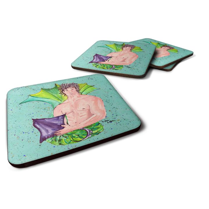 Caroline's Treasures 8345FC Merman Foam Coasters (Set of 4), 3.5 H x 3.5 W, Multicolor
