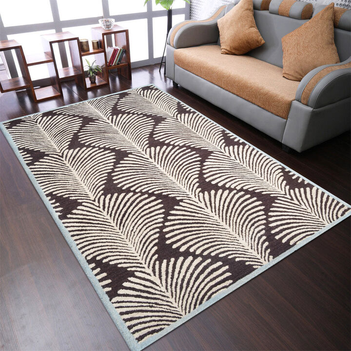 RUGSOTIC CARPETS HAND TUFTED WOOL ECO-FRIENDLY AREA RUGS  - 9'x12', Rectangle Shape, Brown & Beige, Contemporary Modern Design, High Pile Handmade Area Rugs for Living Room, Bed Room (K00725)