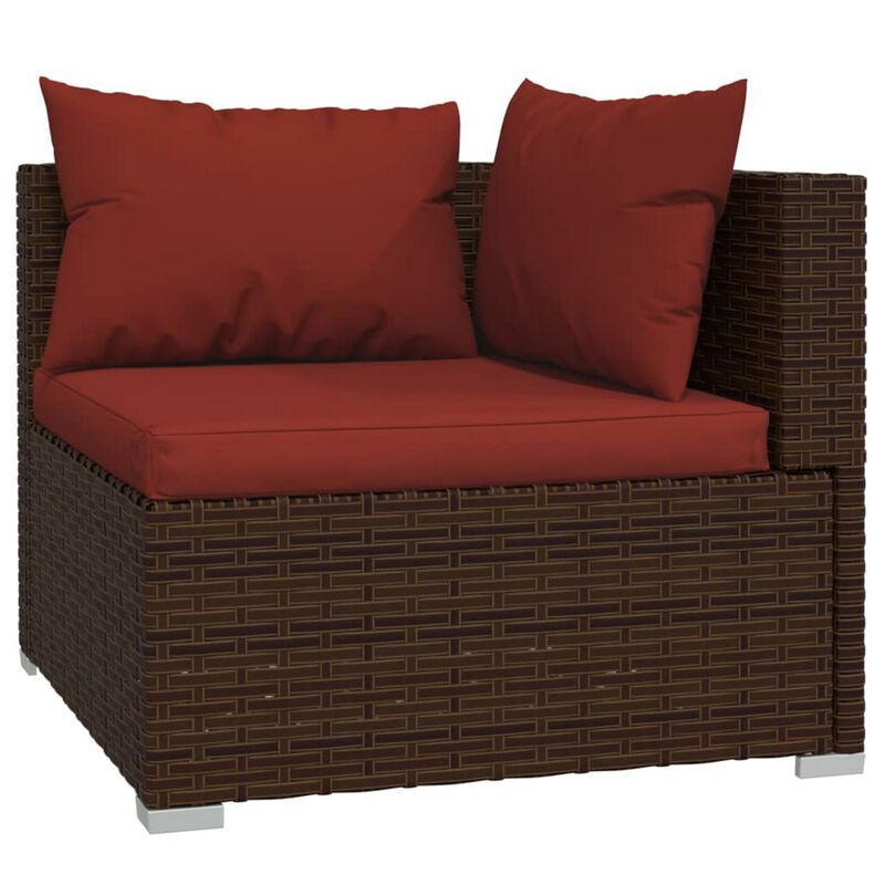 Faye 3pc Outdoor Modular Sectional Sofa Set, 3 Cushions, Red Brown - Benzara