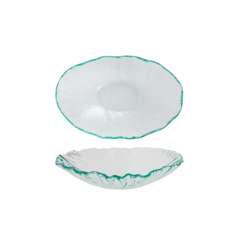 Glass Dinnerware 10.75" x 7" x h:3" 30 oz. Oval Clear Glass Deep Plate (Set of 2)