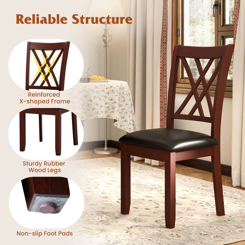Set of 2 Dining Chair with Backrest and Padded Seat