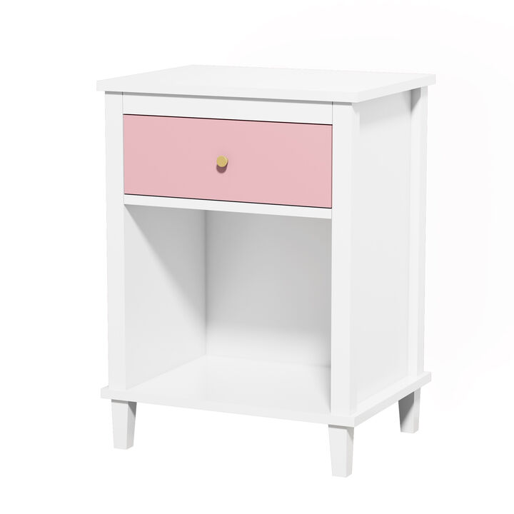 Hivvago Wooden Nightstand with One Drawer and Open Shelf for Bedroom