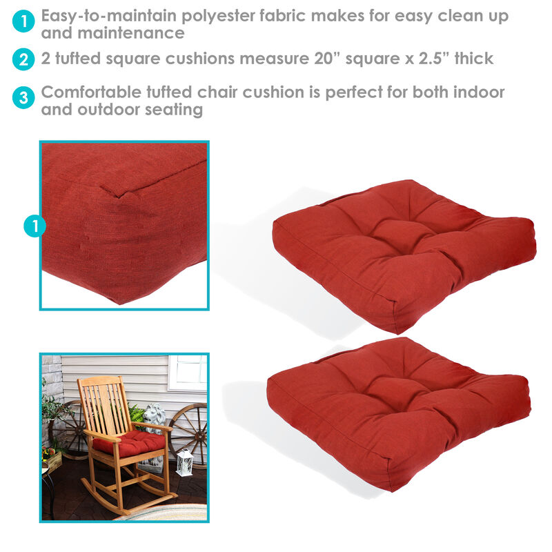 Sunnydaze Outdoor Square Olefin Tufted Seat Cushions - Set of 2