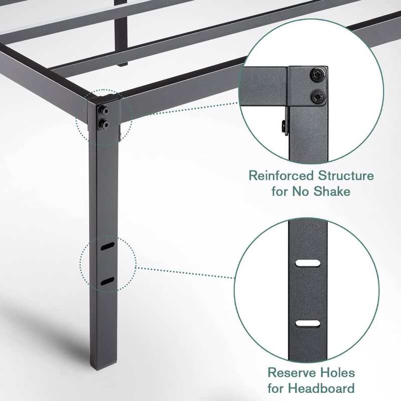 Hivvago Queen 18-inch Metal Platform Bed Frame with Under-Bed Storage Space