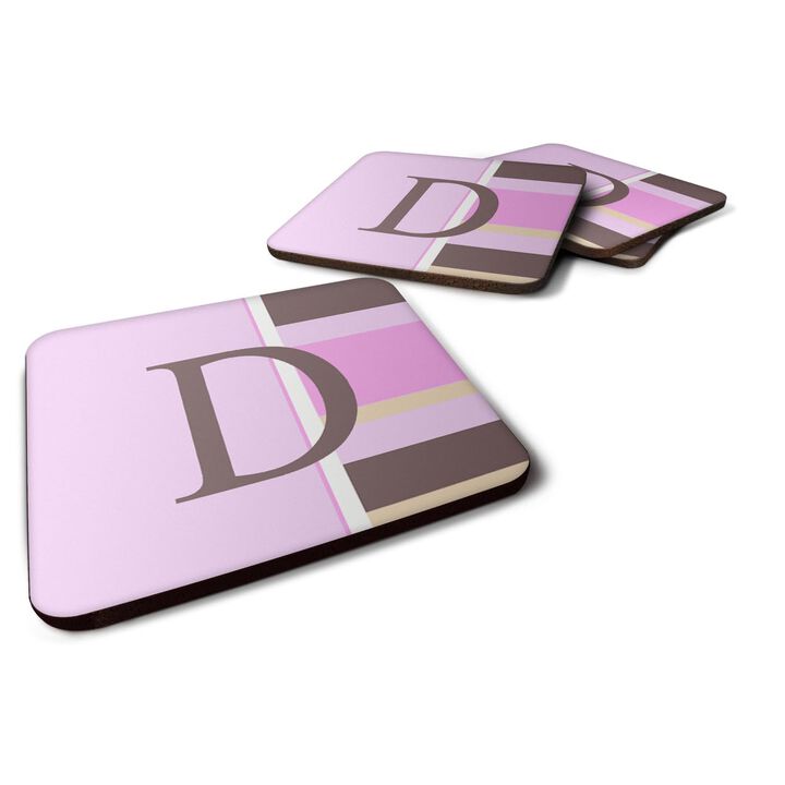 Caroline's Treasures CJ1005-DFC Monogram-Pink Stripes Foam Coasters (Set of 4), Initial Letter D, 3.5 H x 3.5 W, Multicolor