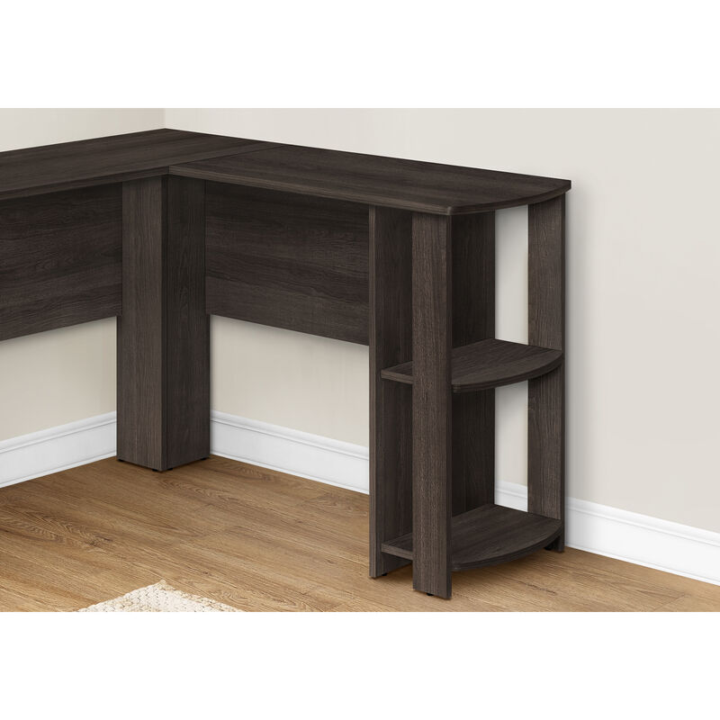 Monarch Specialties I 7722 Computer Desk, Home Office, Corner, Storage Shelves, 48"L, L Shape, Work, Laptop, Laminate, Brown, Contemporary, Modern