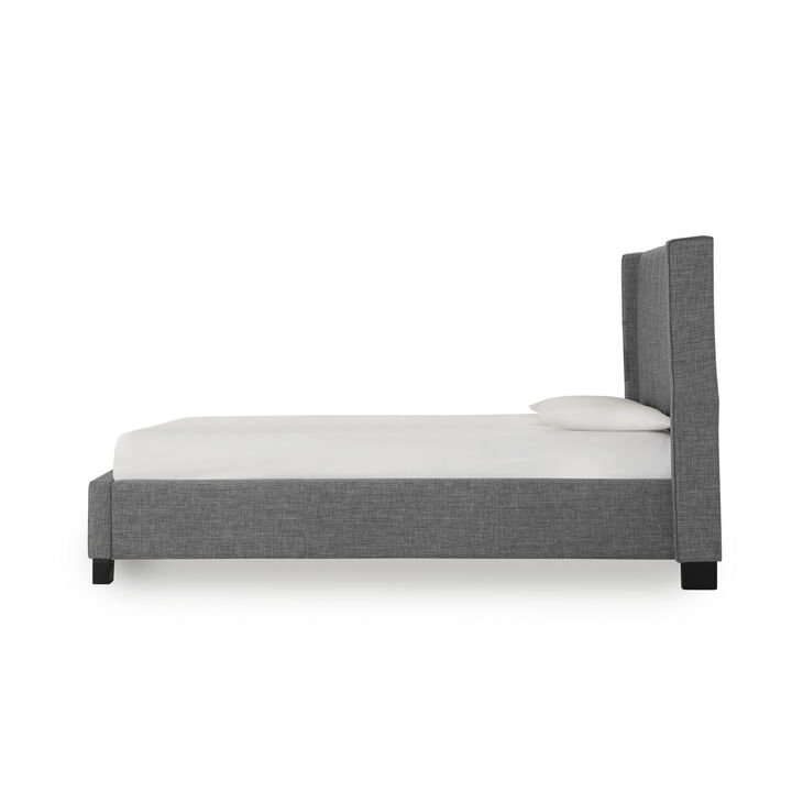 Layla California King Platform Bed, Tall Shelter Headboard, Vertical Tufted - Benzara
