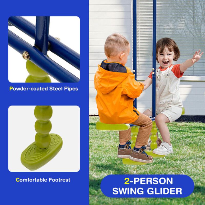 Hivvago 440 Pounds Kids Swing Set with Two Swings and One Glider