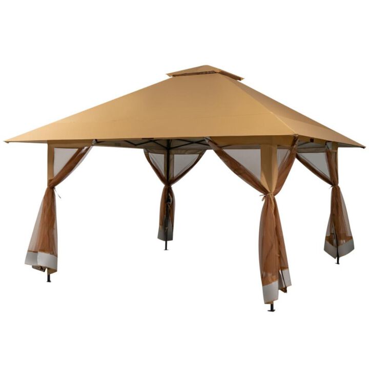 Hivvago 13 x 13 Feet Pop-up Instant Canopy Tent with Mesh Sidewall Hivvago 13 x 13 Feet Pop-up Instant Canopy Tent with Mesh Sidewall