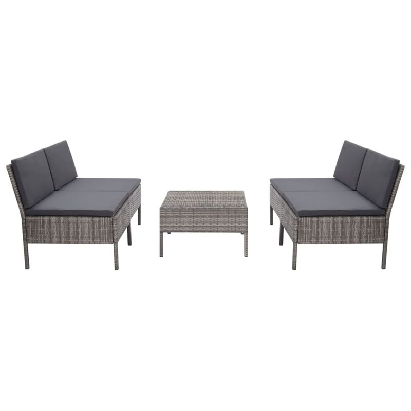 vidaXL 5 Piece Garden Sofa Set with Cushions Poly Rattan Gray