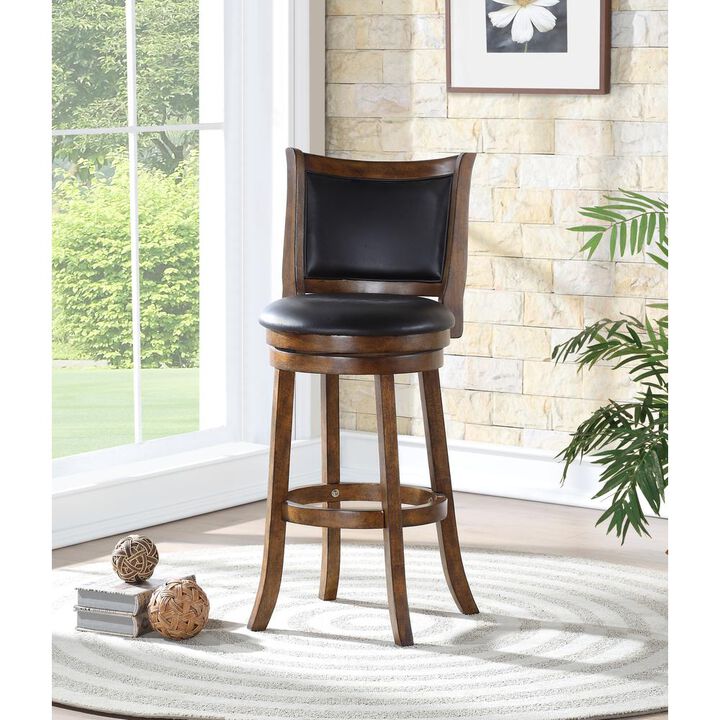 New Classic Furniture Bristol Wood Swivel Bar Stool with PU Seat in Dark Brown