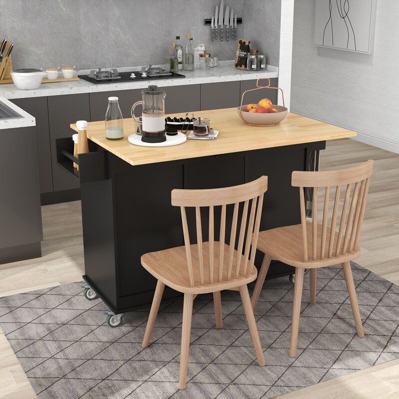 Streamdale Mobile Kitchen Island w/ Wood Top & Wheels