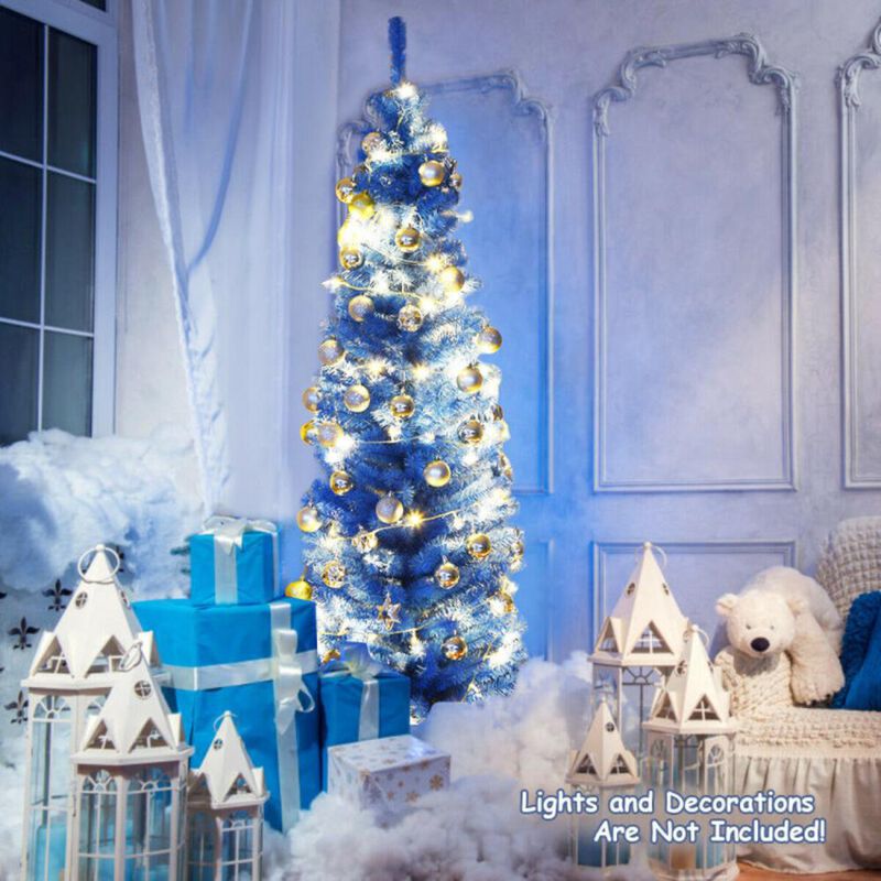 Hivvago 6 Feet Unlit Artificial Christmas Halloween Pencil Tree with Metal Stand