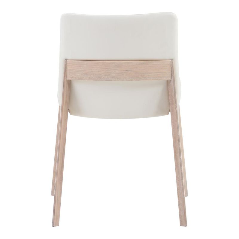 Moe's Home Collection Deco Oak Dining Chair White Pvc-Set Of Two