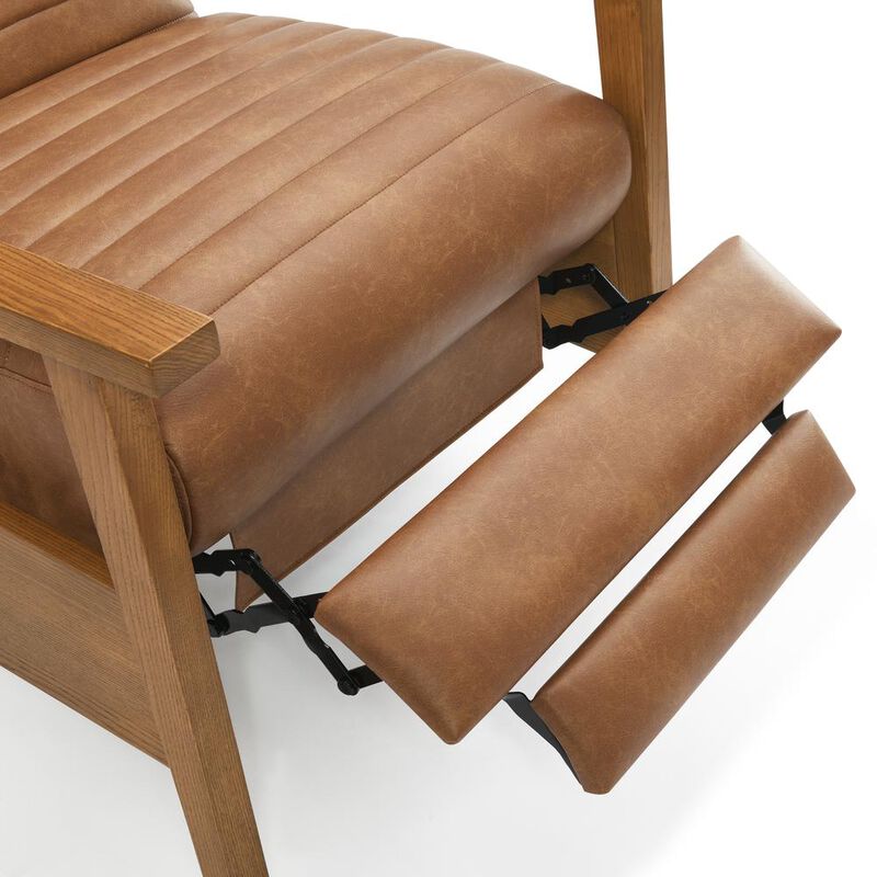 Comfort Pointe Arthur Wood Arm Push Back Recliner - Burnished Brown
