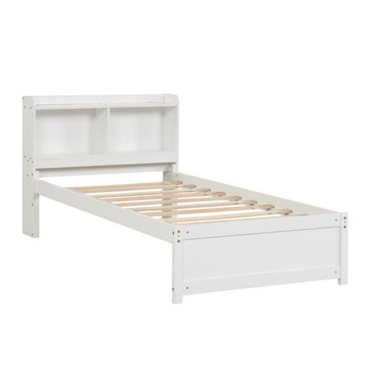 Trundle and Built-in Bookcase Space-Saving Storage Platform for Kids & Teens