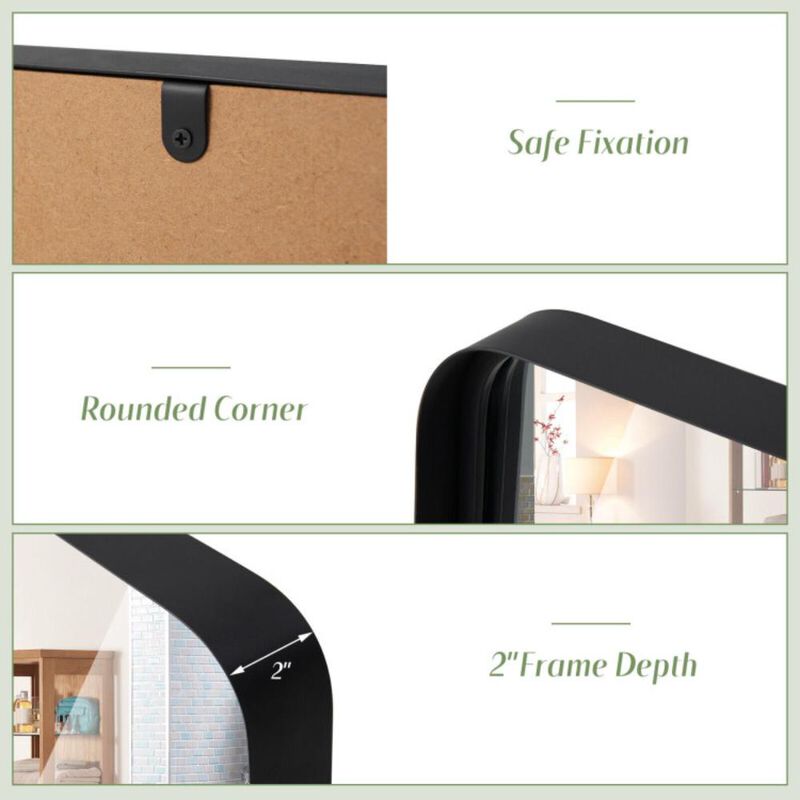 Hivvago Large Rectangular Wall-Mounted Bathroom Mirror with a Solid Steel Frame