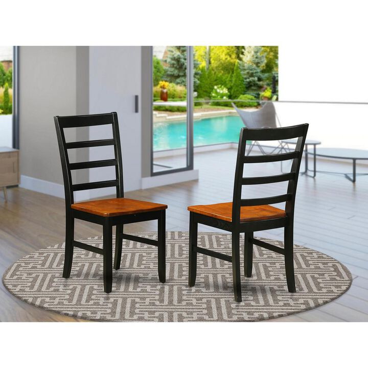 East West Furniture Parfait  Chair  with  Wood  Seat  -    Black  &  Cherry  Finish.,  Set  of  2