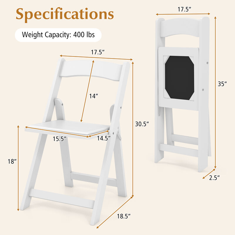 Set of 4 Dining Chairs Foldable Kitchen Chair with Rubber Wood Legs and Padded Seat