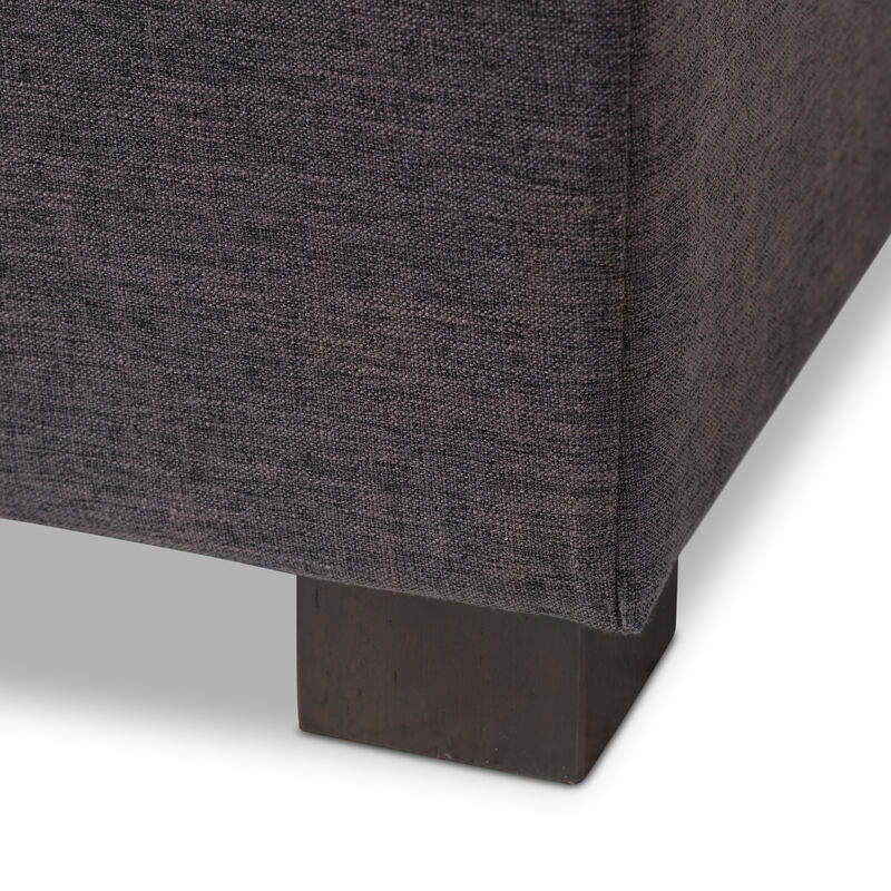 Baxton Studio Roanoke Modern Cream Fabric Upholstered Grid Tufting Storage Ottoman Bench