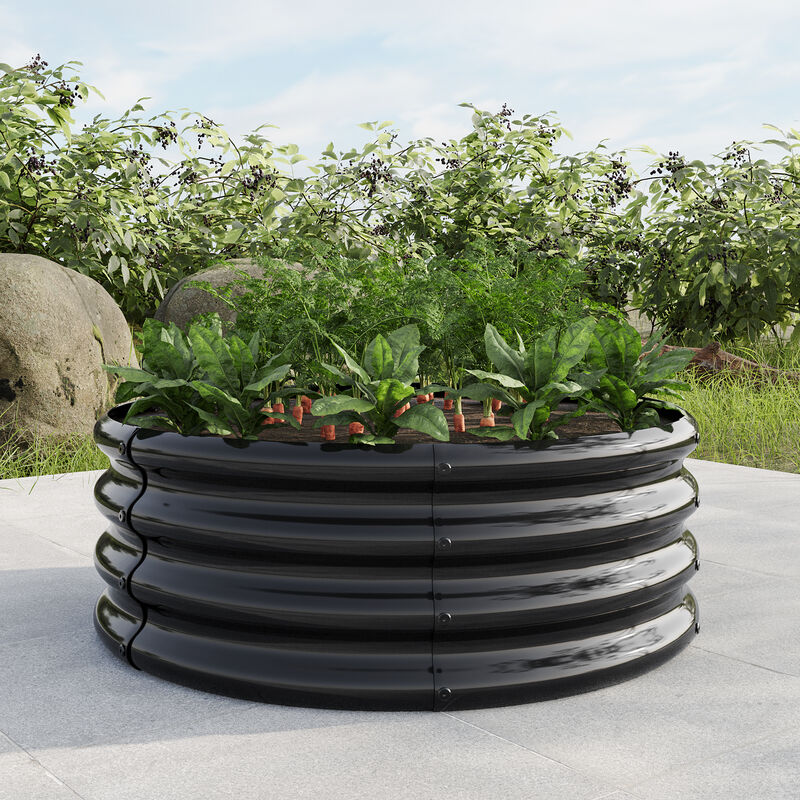 Heavy-Duty Metal Raised Garden Bed, Tall Round Planter for Backyard & Patio Gardening